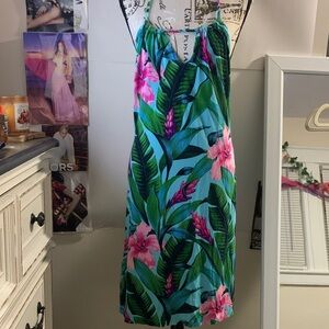 Tommy Bahama Blue and Green Floral Halter Top Dress